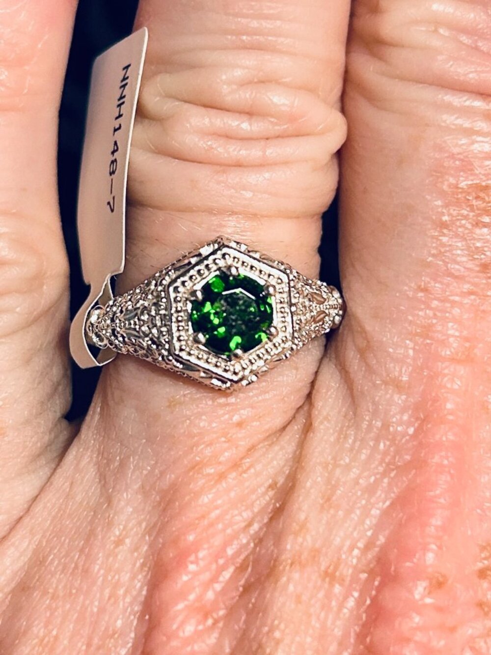 JVT Art Deco Style .75ct Chrome Diopside Rhodium over Sterling Silver Sz 7 NWT!